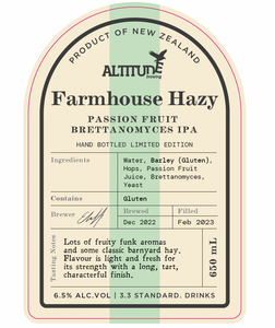 Farmhouse Hazy: Passion Fruit Brettanomyces IPA 650mL